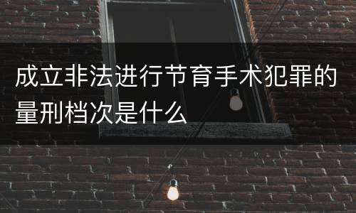 成立非法进行节育手术犯罪的量刑档次是什么