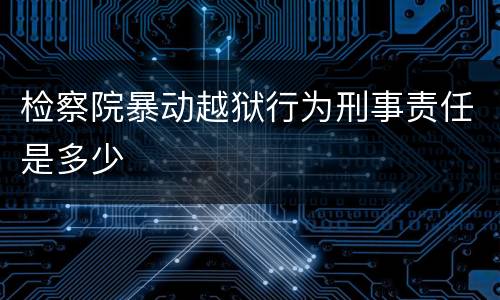 检察院暴动越狱行为刑事责任是多少