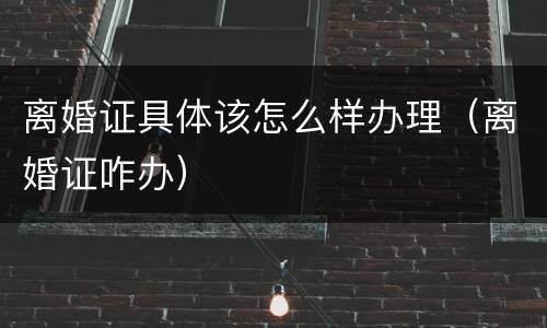 离婚证具体该怎么样办理（离婚证咋办）
