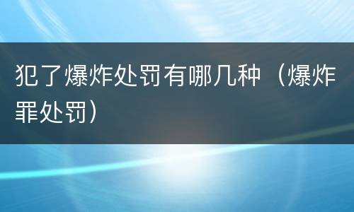 犯了爆炸处罚有哪几种（爆炸罪处罚）