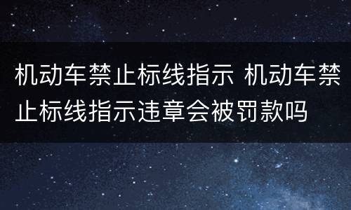 机动车禁止标线指示 机动车禁止标线指示违章会被罚款吗