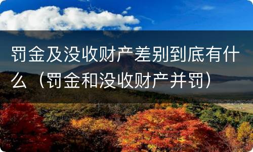 罚金及没收财产差别到底有什么（罚金和没收财产并罚）