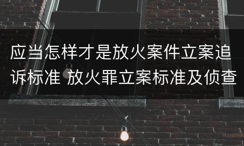 应当怎样才是放火案件立案追诉标准 放火罪立案标准及侦查
