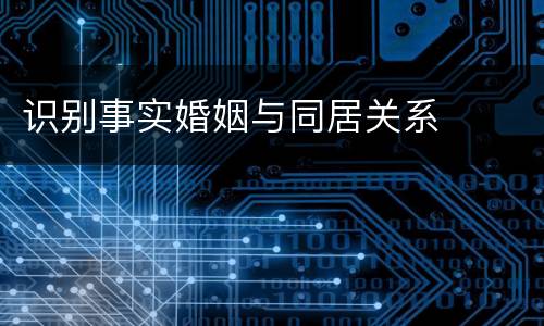 识别事实婚姻与同居关系