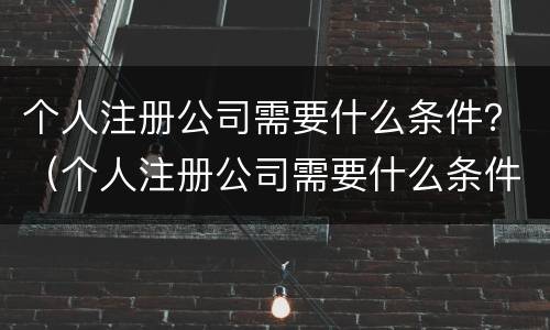个人注册公司需要什么条件？（个人注册公司需要什么条件和手续）