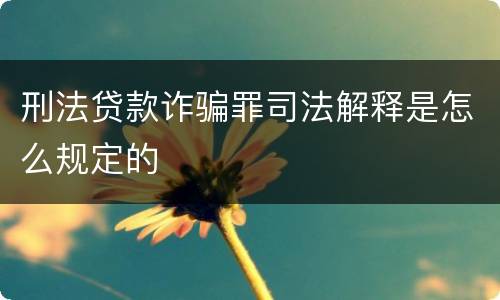 刑法贷款诈骗罪司法解释是怎么规定的