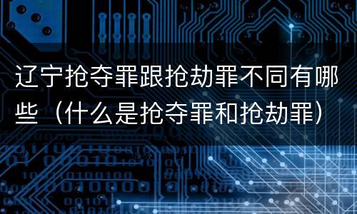 辽宁抢夺罪跟抢劫罪不同有哪些（什么是抢夺罪和抢劫罪）