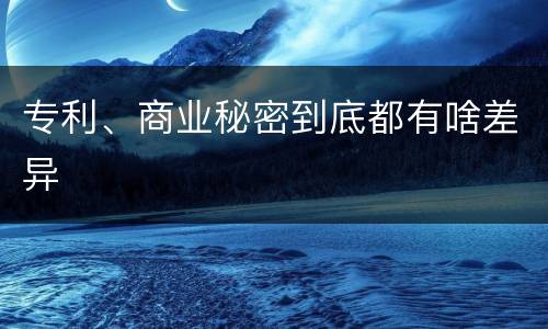 专利、商业秘密到底都有啥差异