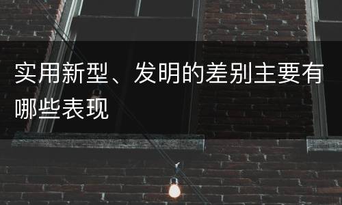 实用新型、发明的差别主要有哪些表现