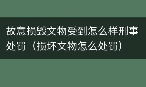 故意损毁文物受到怎么样刑事处罚（损坏文物怎么处罚）