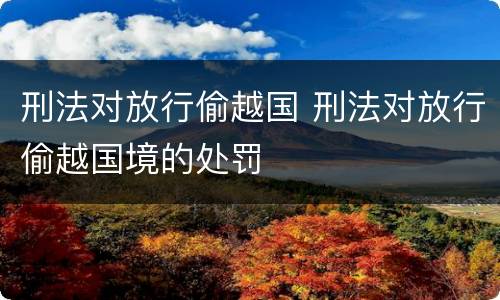 刑法对放行偷越国 刑法对放行偷越国境的处罚