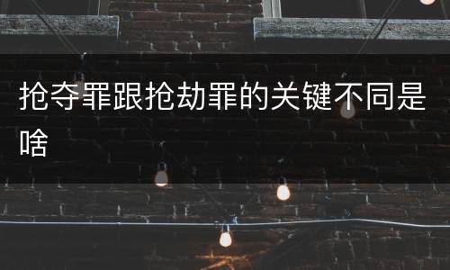 抢夺罪跟抢劫罪的关键不同是啥