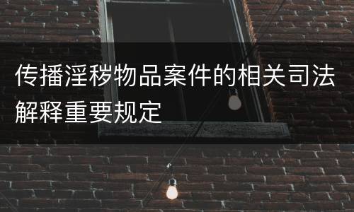 传播淫秽物品案件的相关司法解释重要规定