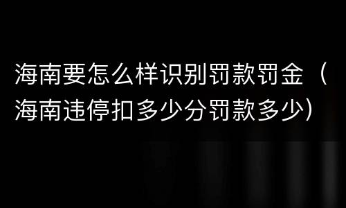 海南要怎么样识别罚款罚金（海南违停扣多少分罚款多少）