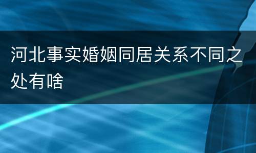 河北事实婚姻同居关系不同之处有啥