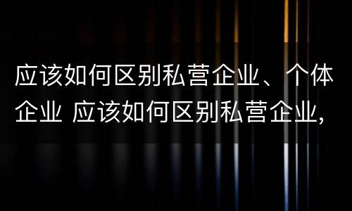 应该如何区别私营企业、个体企业 应该如何区别私营企业,个体企业