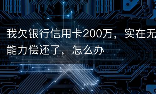 我欠银行信用卡200万，实在无能力偿还了，怎么办