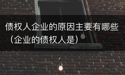 债权人企业的原因主要有哪些（企业的债权人是）