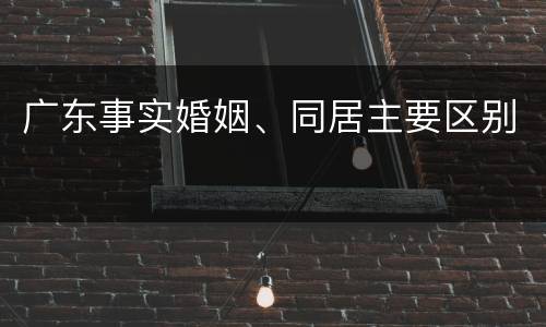 广东事实婚姻、同居主要区别