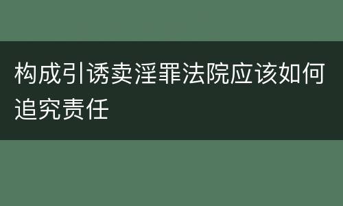 构成引诱卖淫罪法院应该如何追究责任