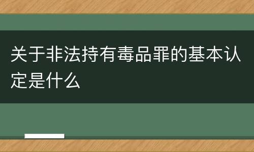 关于非法持有毒品罪的基本认定是什么