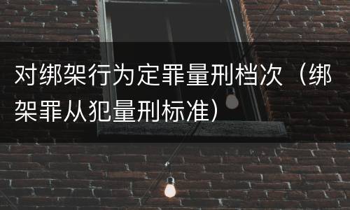 对绑架行为定罪量刑档次（绑架罪从犯量刑标准）