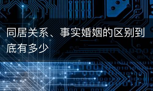 同居关系、事实婚姻的区别到底有多少