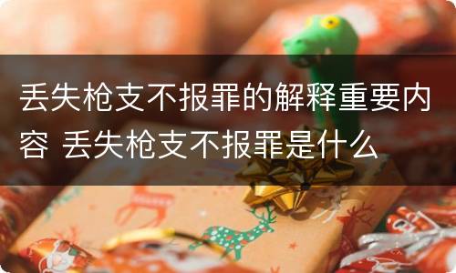 丢失枪支不报罪的解释重要内容 丢失枪支不报罪是什么