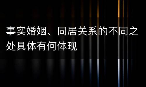 事实婚姻、同居关系的不同之处具体有何体现