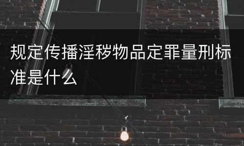 规定传播淫秽物品定罪量刑标准是什么