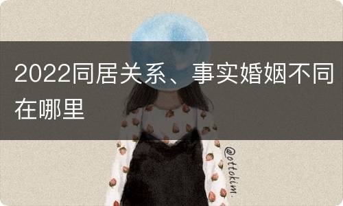 2022同居关系、事实婚姻不同在哪里