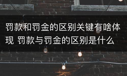 罚款和罚金的区别关键有啥体现 罚款与罚金的区别是什么