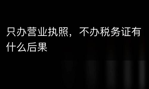 只办营业执照，不办税务证有什么后果