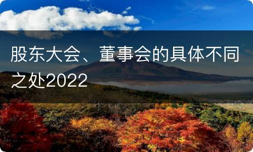 股东大会、董事会的具体不同之处2022