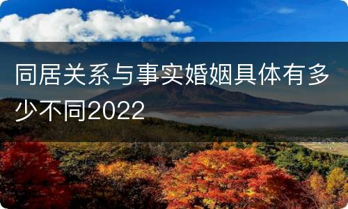 同居关系与事实婚姻具体有多少不同2022