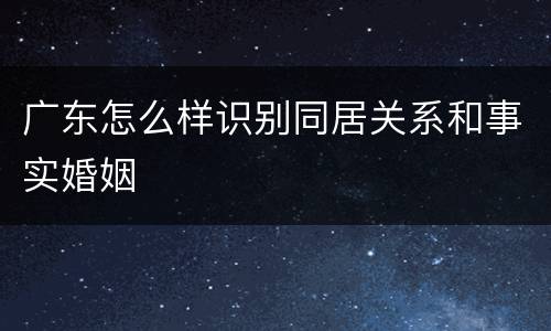 广东怎么样识别同居关系和事实婚姻