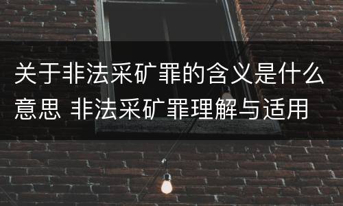 关于非法采矿罪的含义是什么意思 非法采矿罪理解与适用