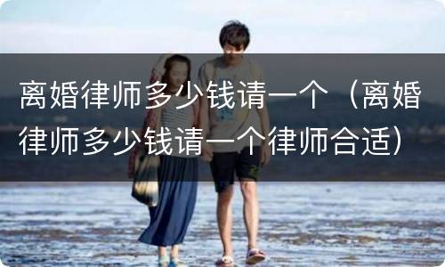 离婚律师多少钱请一个（离婚律师多少钱请一个律师合适）