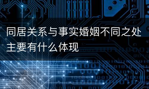 同居关系与事实婚姻不同之处主要有什么体现