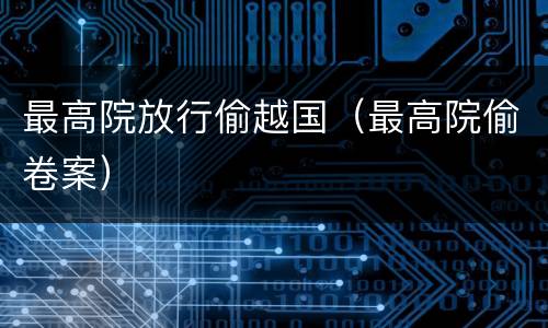 最高院放行偷越国（最高院偷卷案）
