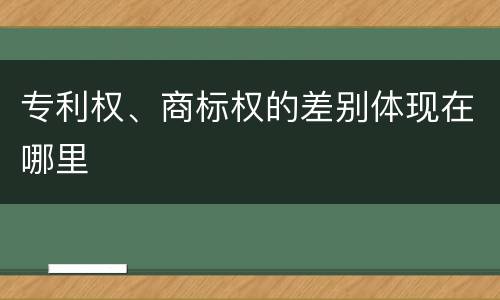 专利权、商标权的差别体现在哪里