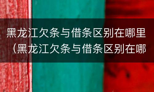 黑龙江欠条与借条区别在哪里（黑龙江欠条与借条区别在哪里啊）
