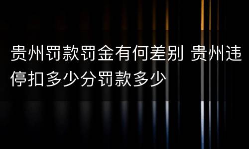 贵州罚款罚金有何差别 贵州违停扣多少分罚款多少