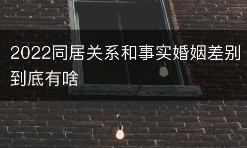 2022同居关系和事实婚姻差别到底有啥