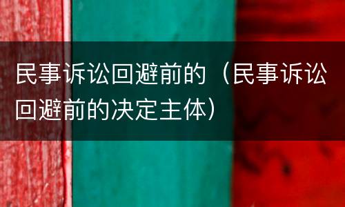 民事诉讼回避前的（民事诉讼回避前的决定主体）