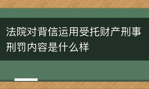 法院对背信运用受托财产刑事刑罚内容是什么样