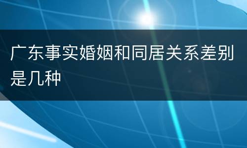 广东事实婚姻和同居关系差别是几种