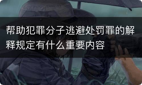 帮助犯罪分子逃避处罚罪的解释规定有什么重要内容