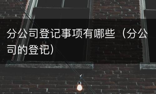 分公司登记事项有哪些（分公司的登记）