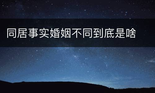 同居事实婚姻不同到底是啥